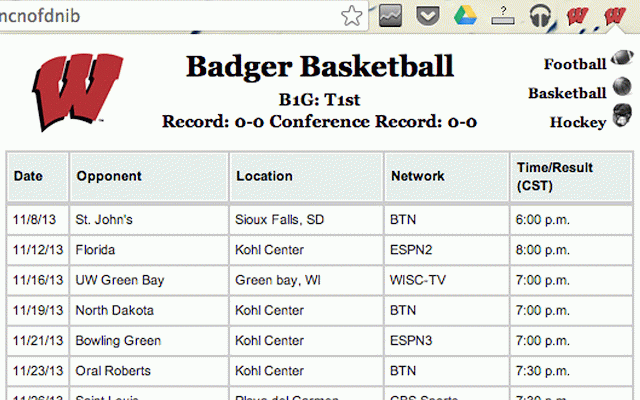 WI Badgers Football Basketball Schedule :: My Extensions
