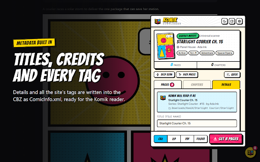 KomiK Downloader :: Download comics, manga and webtoons from any website as CBZ with titles, credits and tags embedded for the Komik reader.