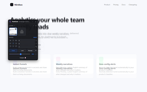 PixelGhost: Pixel Perfect Design Overlay & Visual QA :: Pixel perfect design overlay. Drop a mockup on any page and see where your build drifts. All features free, no account.