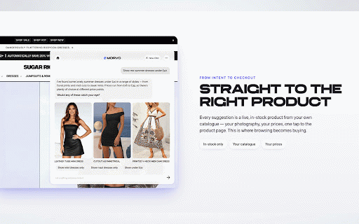 Morvo: AI Personal Shopper Preview :: See Morvo, the AI shopping assistant, running on your own store. Start a free preview at morvo.co.uk/preview