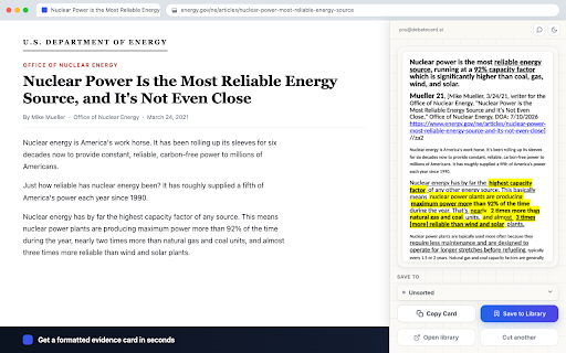 DebateCardAI :: Cut debate evidence cards from any article without leaving the page. Highlight, right-click, done.