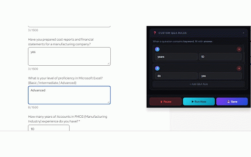Auto Apply for Jobs - AI Pro :: AI-powered job application automation. Auto-fills forms, answers questions with Claude AI. Works on job sites, ChatGPT & Gemini.