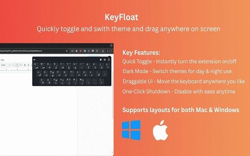 KeyFloat :: Floating multilingual keyboard with native key mappings, drag, dark mode, sounds, and dynamic layouts for macOS & Windows