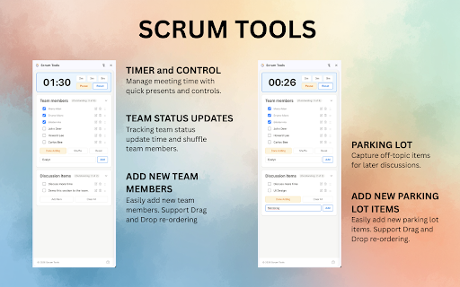 Scrum Tools :: Helps your team stay on track during Scrum meetings with a timer and a task manager.