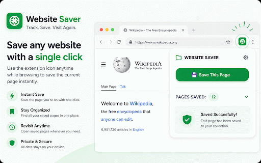 Website Saver :: Helps you track visited and saved web pages to avoid accidental duplicate visits or applications.