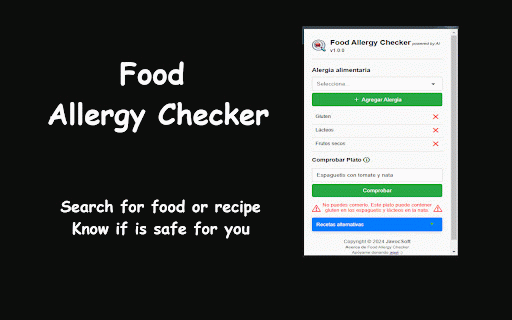 Food Allergy Checker :: Check a meal or food contains ingredients that you're allergic to.