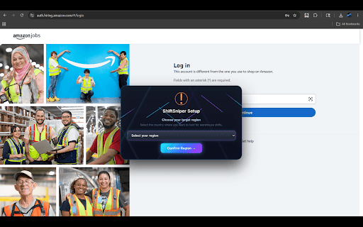 ShiftSniper — Amazon Warehouse Job Hunter :: This Extension Books Amazon Warehouse Shift Automatically