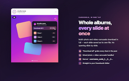 OneTap — Reels, Video & Photo Saver for Instagram :: Save Instagram videos, reels and photos in full quality — one tap on the button at any post's top-right. No watermark.