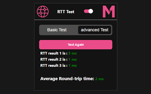 RTT Test :: RTT Test is a Chrome RTT Test extension that measure your network Round-Trip Time, simple and easy.