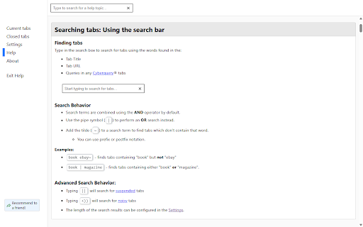 Cyberscience Tab Manager :: Smart, intuitive tab management which lets you quickly search, close, suspend, move, mute