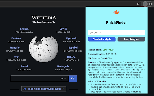 PhishFinder by SwarmTracker :: Analyzes links and user-submitted text for phishing risks using the SwarmTracker.ai engine.
