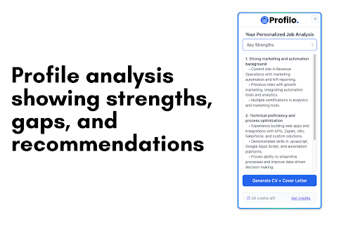 Profilo AI - Job Application Assistant :: Career assistant: evaluate job fit, get hiring insights, prepare interviews, create application documents