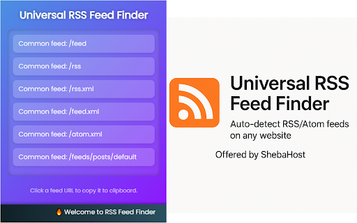 Universal RSS Feed Finder :: Automatically find all types of RSS/Atom feeds on any website.