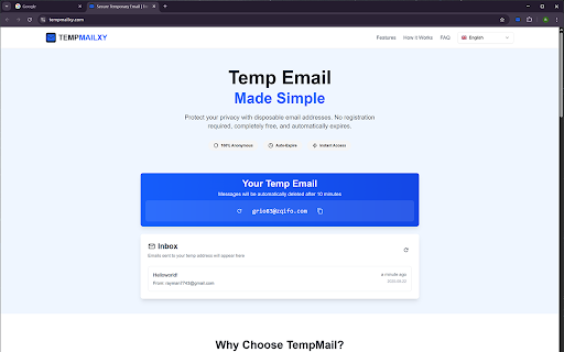 Temp Mail XY - Disposable Temporary Email :: Free disposable temporary email generator - Protect your privacy and avoid spam with secure temporary email addresses