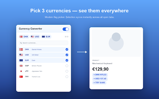 Currency Converter :: Detects prices on web pages and shows them in your preferred currency below the original.