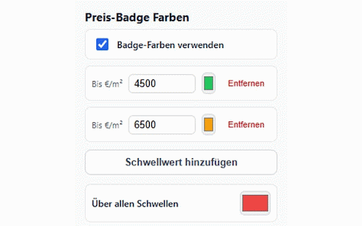 ImmoScout24 Tool: €/m² Preis-Badge & Quadratmeterpreis :: ImmoScout24-Tool: zeigt den Preis pro m² (€/m²) als farbiges Badge in den Suchergebnissen – Immobilien schneller vergleichen.