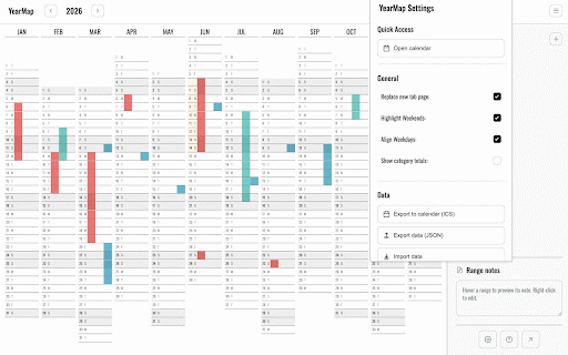 YearMap :: Interactive year-at-a-glance calendar for visual time planning