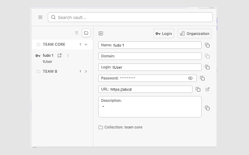 Password Vault :: Browse and autofill secrets from your Fudo Password Vault server.