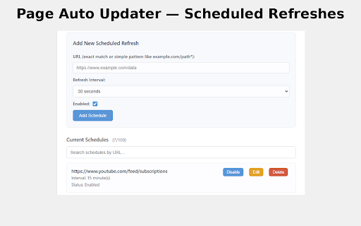Page Auto Updater :: Automatically refreshes pages at specified intervals with advanced controls and customization.