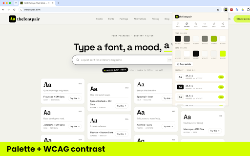 TheFontPair — Font & Pairing Inspector :: Inspect any site's font pairing, colors, and type anatomy — then swap pairings live and share branded specimen cards.