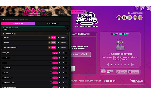Gartic Phone Custom Modes Library - NataDeGallery :: A tool for Gartic Phone hosts and streamers to browse, and deploy custom game mode settings directly from the NataDeGallery.