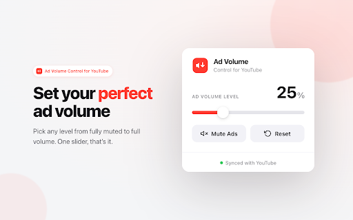 Ad Volume Control for YouTube :: Automatically lowers loud YouTube ads, then restores your volume when the ad ends. Private, lightweight, no ad-blocking.