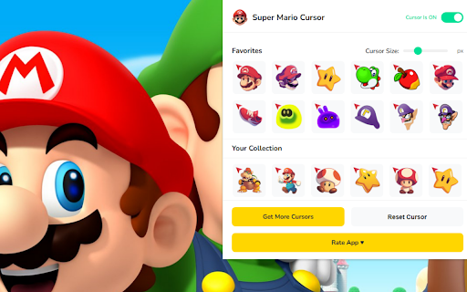 Super Mario Cursor ★ Custom Cursor for Chrome™ :: Browse with 90+ Super Mario cursors: Mario, Luigi, Peach, Bowser & more!