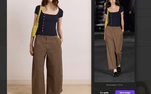 Digital Try-On :: Add to cart or hover any clothing photo, and see it on you with AI.