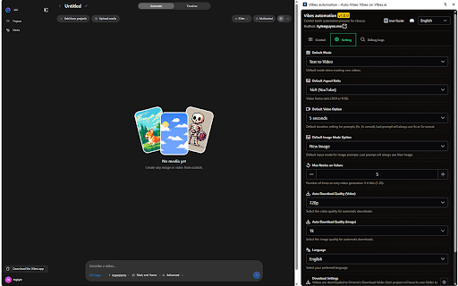 Vibes Automation - Auto Meta Vibes on Vibes.ai :: Auto Meta Vibes your prompts at scale. Batch generate and auto-download videos and images on vibes.ai.