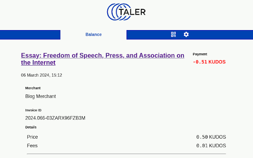 GNU Taler Wallet :: Privacy preserving and transparent payments
