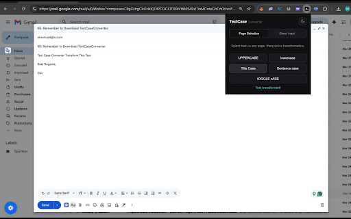 TextCaseConverter :: A simple extension to convert text case. Transform selected text - uppercase, lowercase, title case and more