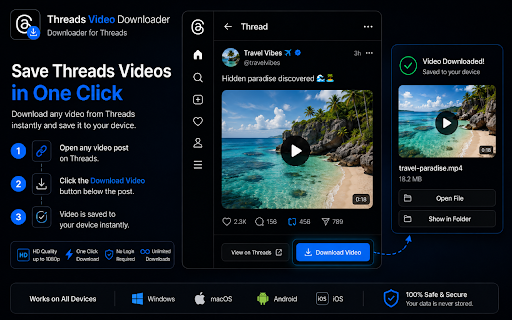 Threads Video Downloader :: Download videos from Threads.net in HD quality with one click.