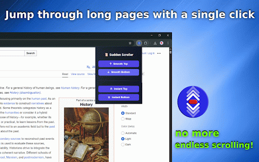 Sudden Scroller :: This is a Sudden Scrolling Extension for quickly scroll your web page.