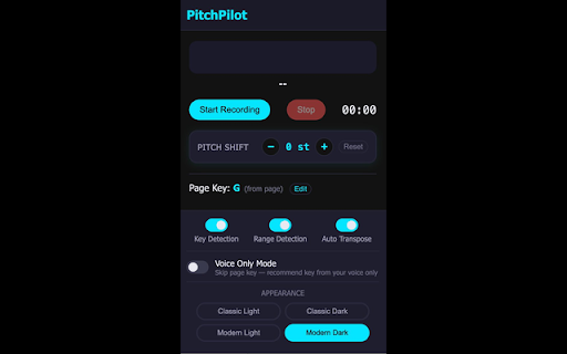 PitchPilot :: Free chord transposition for singers. Unlock Pro to detect your vocal key and range from a single recording.