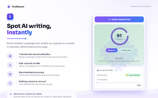 TruthLoom - AI Claim Verifier :: Detect AI-generated content and verify factual claims using trusted evidence.
