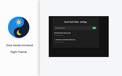Dark Mode Universal - Night Theme :: Protect your eyes and browse comfortably. Apply a beautiful, customizable dark theme to all websites with a single click.