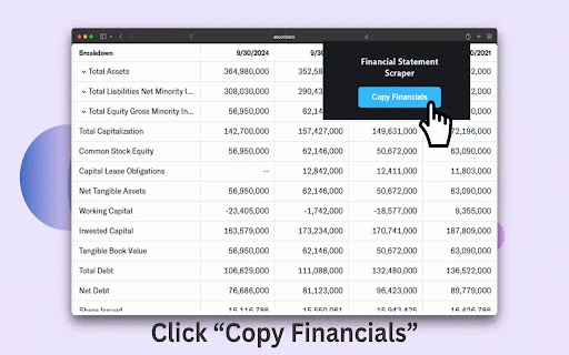 Financial Statement Scraper :: Scrape financial statements and copy them for Excel/Google Sheets.