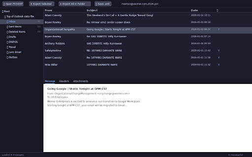 PST Viewer :: View and export Outlook PST/OST files locally in your browser