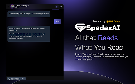 SpedaxAI Extension :: SpedaxAI - Chat with your custom AI agents on any webpage with context awareness and voice support.