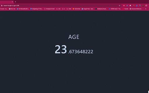 Motivation 2.0 :: Shows your live age on the new tab to keep you motivated for work.