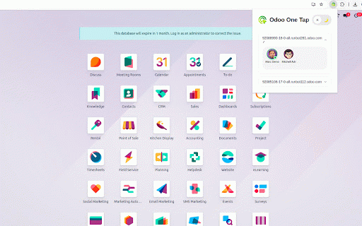 Odoo One Tap :: Instantly switch between Odoo users and dark mode in one click.