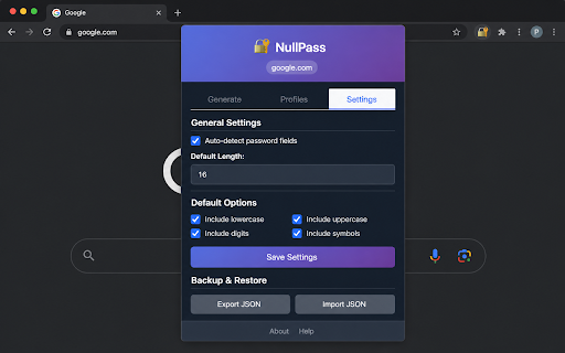 NullPass :: Stateless password manager extension for NullPass