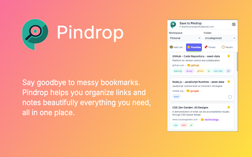 Pindrop - AI Link Manager :: Save and organize links with AI-powered categorization