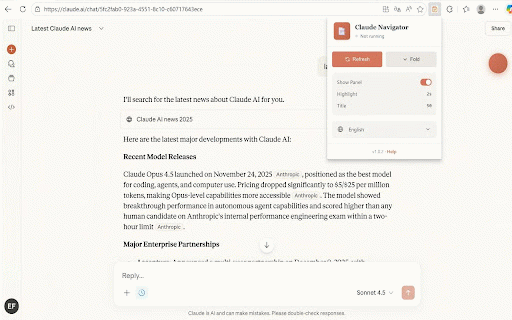 Claude Navigator :: Smart conversation navigation for Claude.ai with quick jump, directory browsing and message tracking