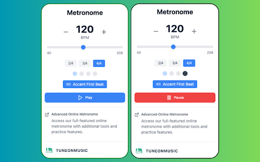 Musician's Metronome :: Precise & reliable metronome for musicians with basic features and an optional link to our advanced online version.