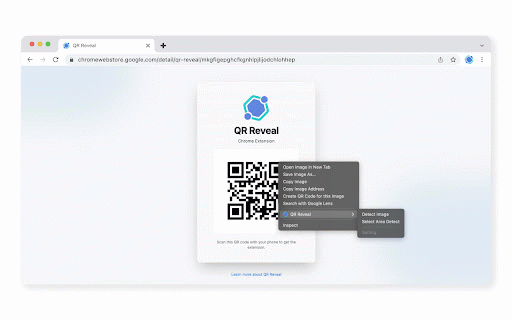 QR Reveal :: Click right-click to quickly scan QR codes on web pages and open links
