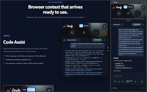 Dexly :: Capture browser context and send tasks to your local Codex workspace.