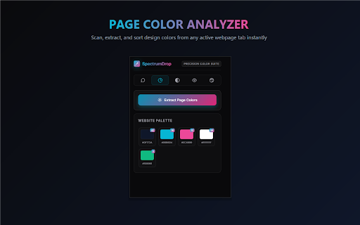 SpectrumDrop - Color Picker & Eyedropper :: Professional color picker, precision eyedropper, page palette builder, WCAG contrast checker, and accessibility simulator.