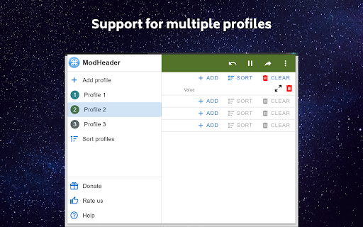 ModHeader - Modify HTTP headers :: Modify HTTP request headers, response headers, and redirect URLs