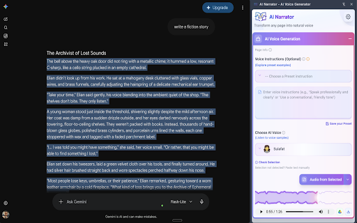 AI Narrator - AI Voice Generator :: Turn any page into AI audio with AI Narrator. 30+ voices, multilingual & Drive save. Text-to-speech.
